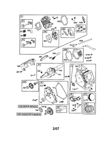 Cylinder/Crankshaft/Crankcase Diagram and Parts List for 120202-0780-E1C  Briggs and Stratton Engine